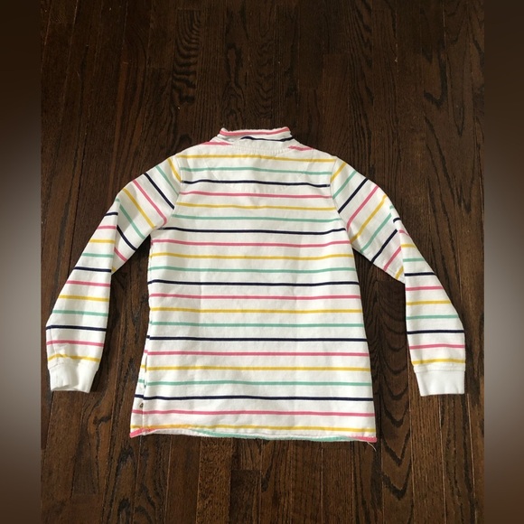 WoolOvers Women’s S Organic Cotton White Striped 1/4 Zip Pullover w/Pockets -EUC - Picture 11 of 11